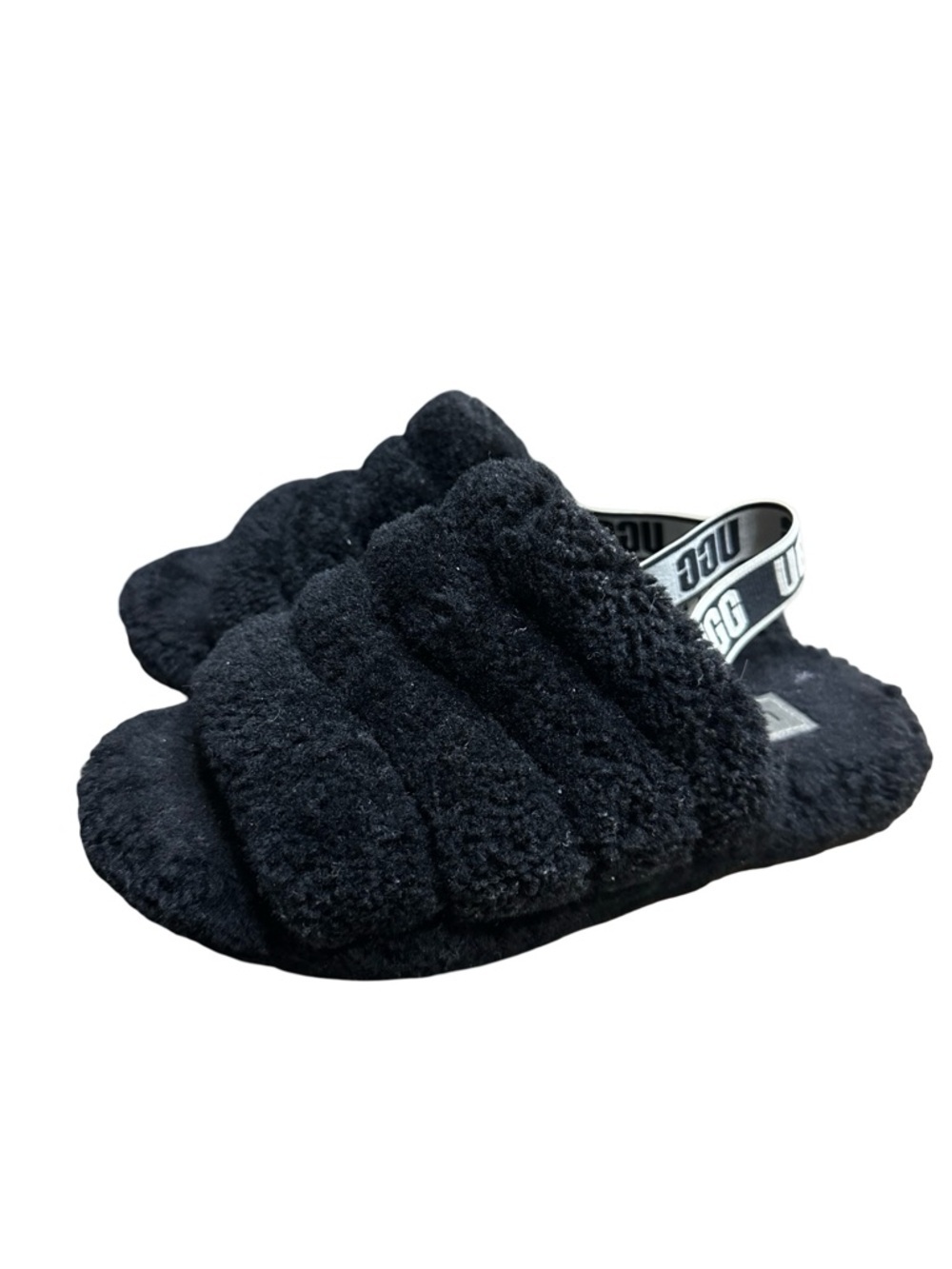 UGG Fluff Yeah Slides Black Size 5 Kids Cozy Slippers Comfy